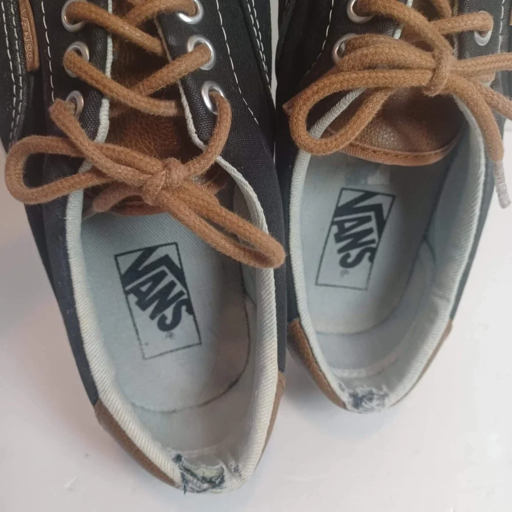 Vans Era Black Low Top Sneakers Leather‎ Heel Casual Shoes Women's 9.5 Men's  8